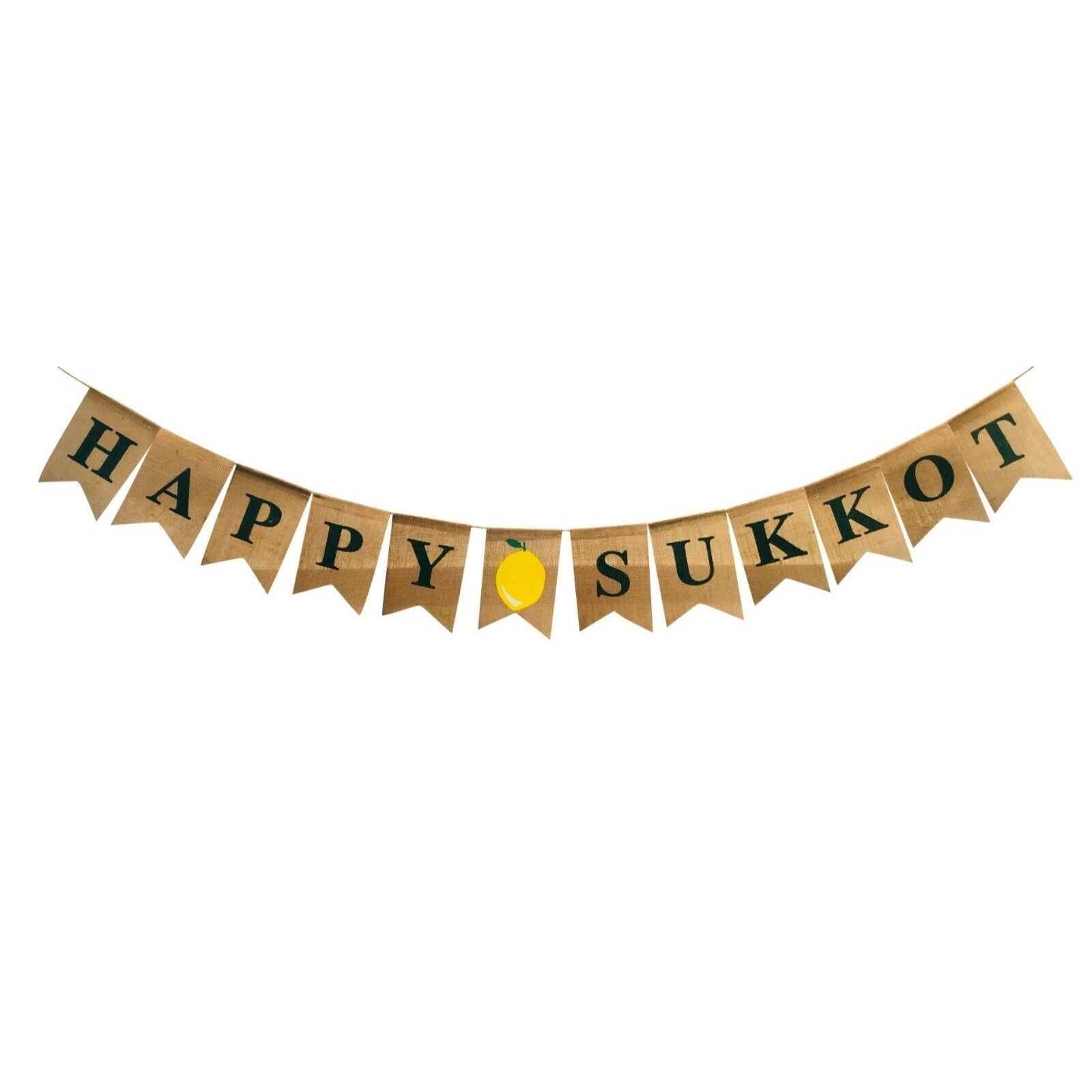 Happy Sukkot Banner Sukkah Judaica Burlap Garland Decor Feast of Tabernacles NEW