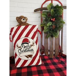 Red Candy Cane Christmas Bag Santa Claus Sack Cotton XMAS Kids Gift Bags