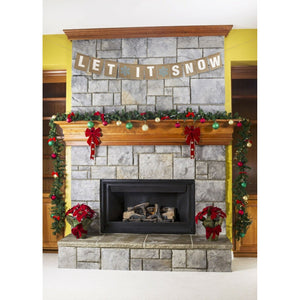 LET IT SNOW Burlap Garland Banner - Christmas Party Winter Festival Snowflakes