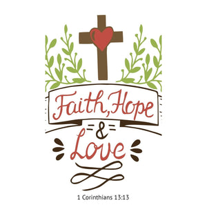 FAITH HOPE LOVE Religious Garden Flag 1 Corinthians 13:13 Cross Inspirational