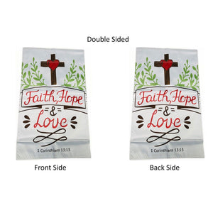 FAITH HOPE LOVE Religious Garden Flag 1 Corinthians 13:13 Cross Inspirational