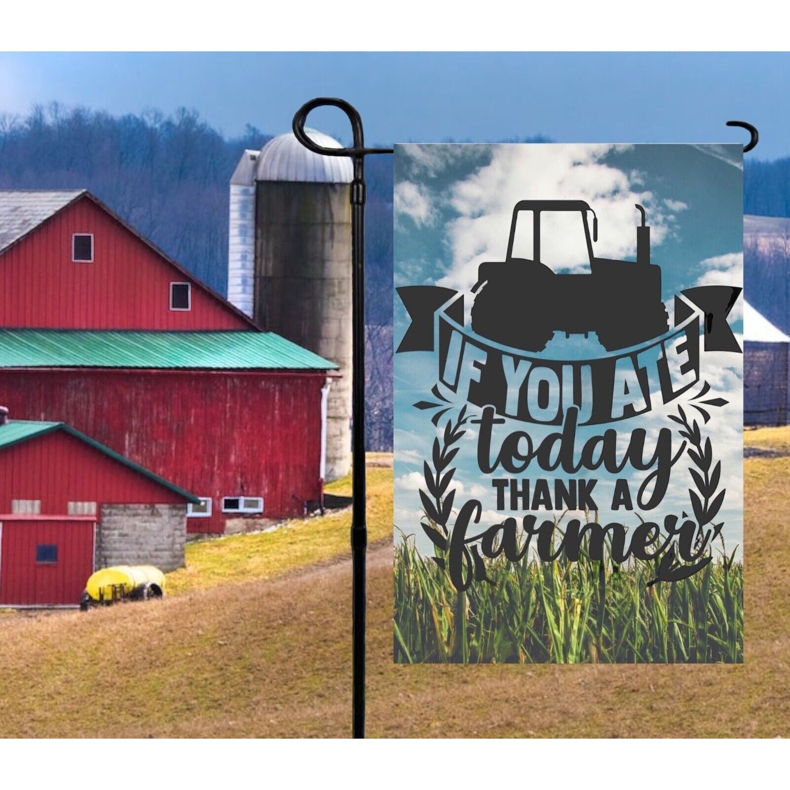 If You Ate Today Thank A Farmer Garden Flag Country Farm Tractor Double Sided