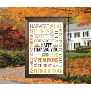 HAPPY THANKSGIVING Double Sided Garden Flag - Holiday Subway Tile Word Art