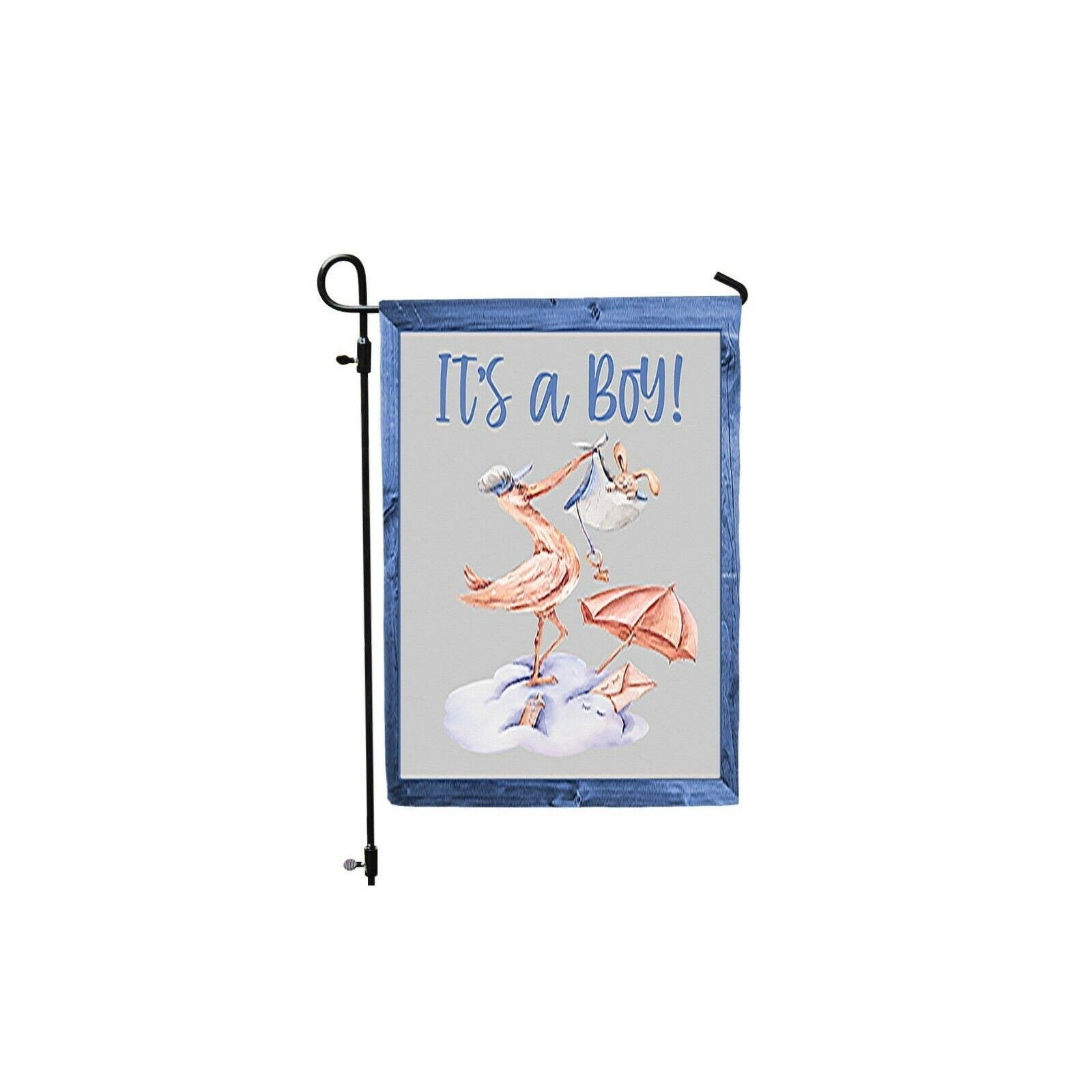 IT'S A BOY Garden Flag Stork Bringing a New Baby Double Sided Shower Arrival Sign NEW