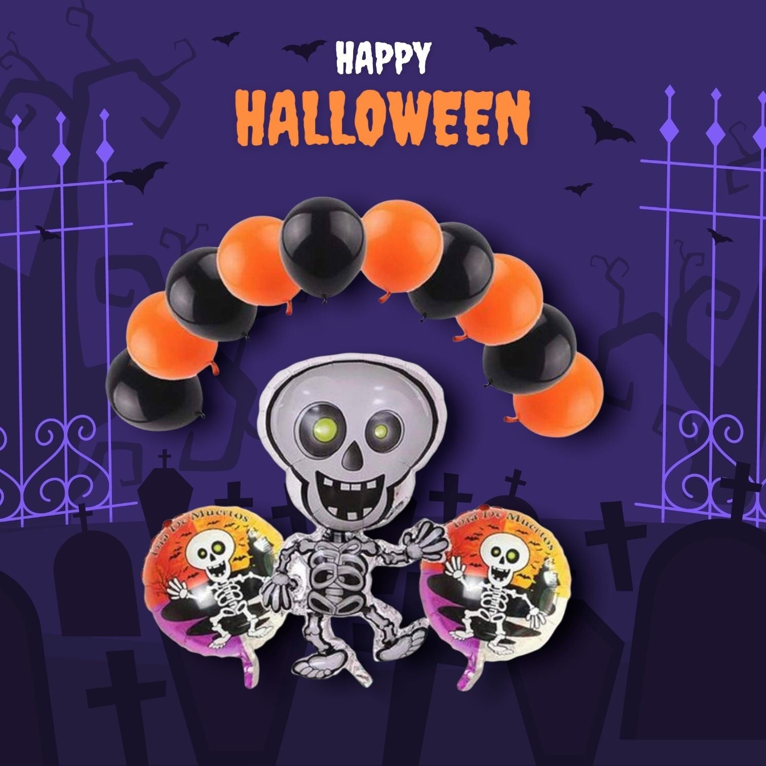 Dia de Los Muertos Balloons Set - The Day of The Dead - Coco Skeleton Party Balloon Kit