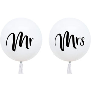 Just Married Banner & Wedding Balloons Jumbo Mr & Mrs Balloon Set Tassel Garland