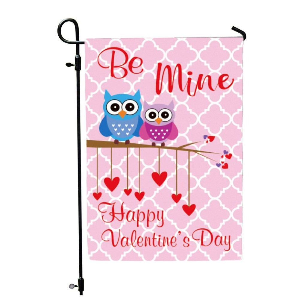 Pink Owl Be Mine Valentines Day Garden Flag Valentine's Day Owls Hearts Love NEW