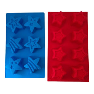 Star Shaped Silicone Molds Set of 2 Stars for Ice Soap Mold Patriotic Crayons