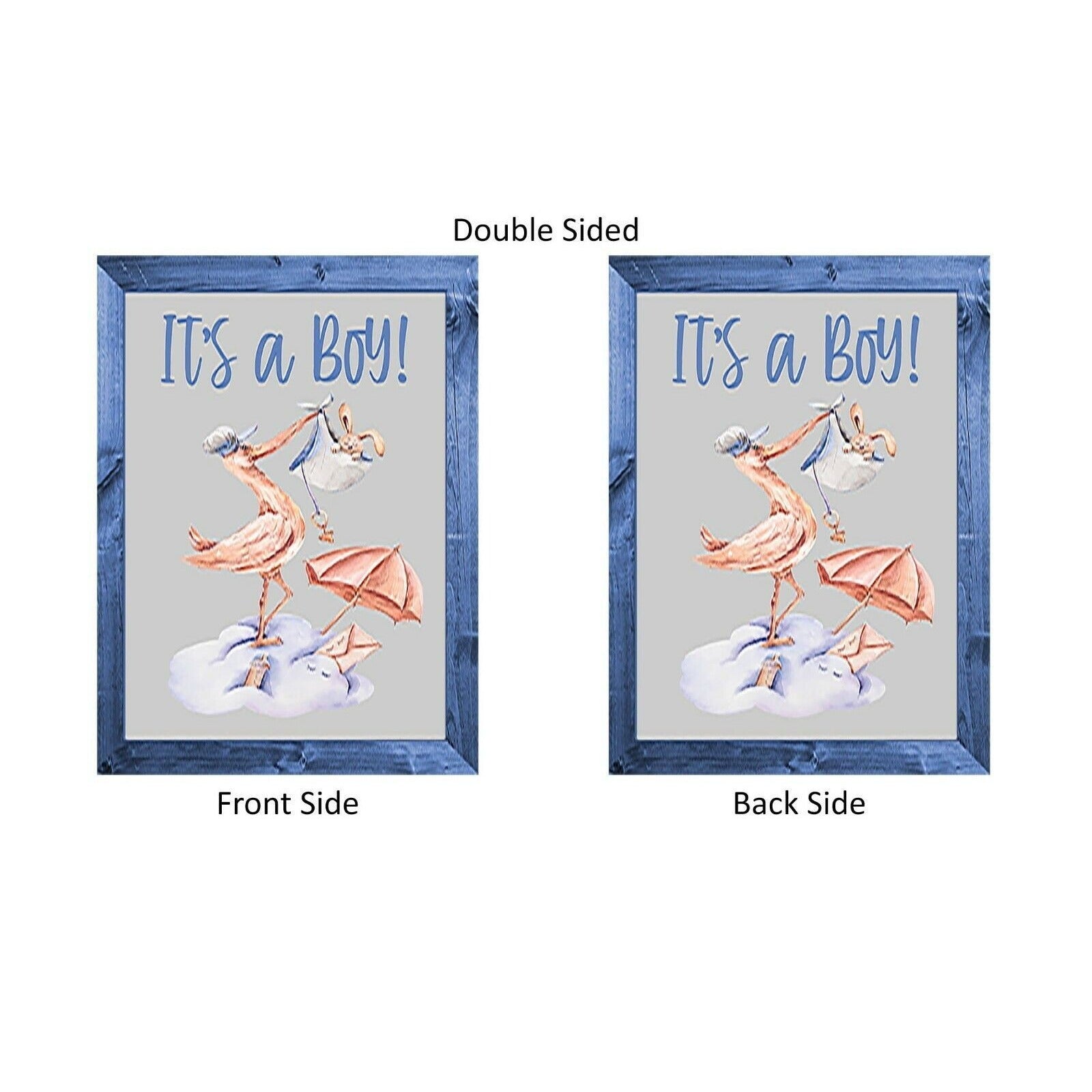 IT'S A BOY Garden Flag Stork Bringing a New Baby Double Sided Shower Arrival Sign NEW