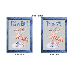 IT'S A BOY Garden Flag Stork Bringing a New Baby Double Sided Shower Arrival Sign NEW