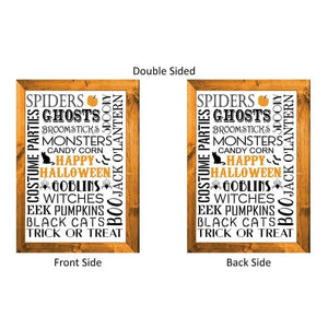 HAPPY HALLOWEEN Double Sided Garden Flag - Holiday Subway Tile Word Art NEW