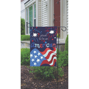 Proud to Be An American Garden Flag 4th of July Patriotic Fireworks Double Sided