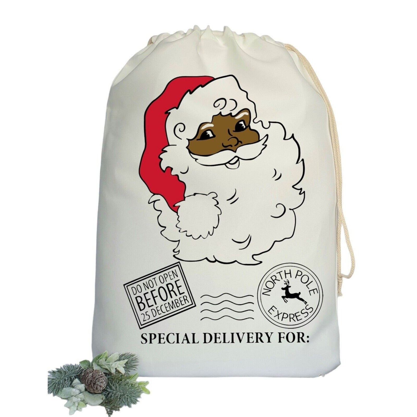 Black Santa Sack Christmas Bag Cotton Gift Wrap Sacks XMAS Childrens Gift Bags
