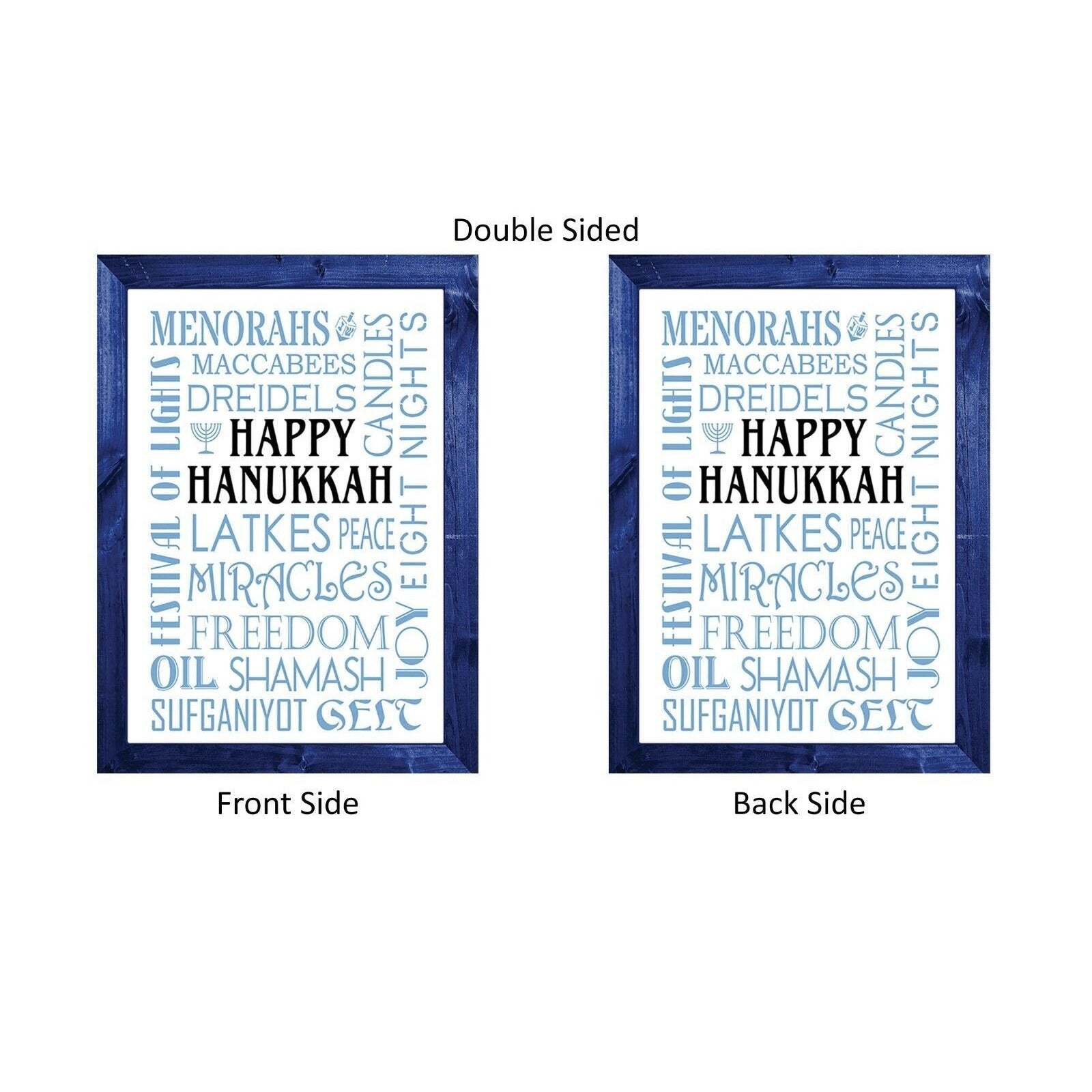 HAPPY HANUKKAH Double Sided Garden Flag Jewish Holiday Subway Tile Word Art