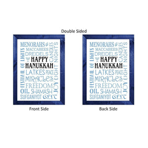 HAPPY HANUKKAH Double Sided Garden Flag Jewish Holiday Subway Tile Word Art