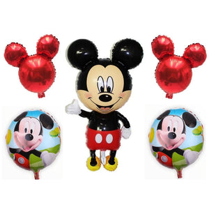 Mickey Mouse Theme Party Balloon Set Kids 5 Birthday Balloons with Ribbon Helium