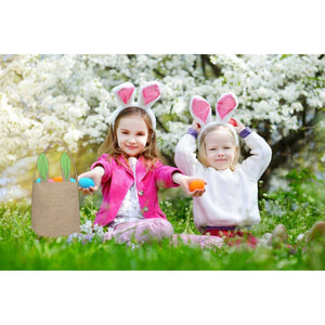 Easter Egg Hunt Basket Bag  Bunny Rabbit Lime Green Ear Design Reusable Book Bag