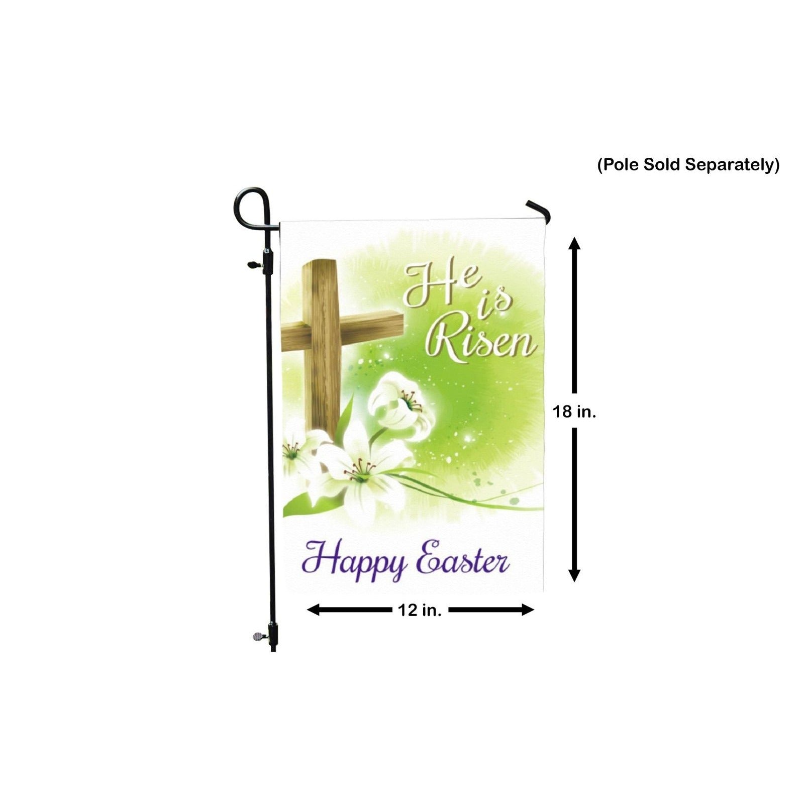 HE IS RISEN Happy Easter Garden Flag Religious Inspirational Cross Theme 12 x 18