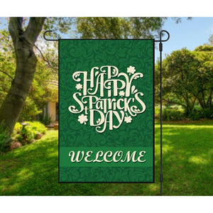 Saint Patricks Garden Flag - St Patrick's Day Yard Decor Green and White Welcome Flags