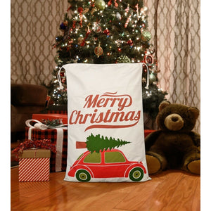 Car & Tree Design Christmas Bag Santa Claus Sack Cotton XMAS Childrens Gift Bags