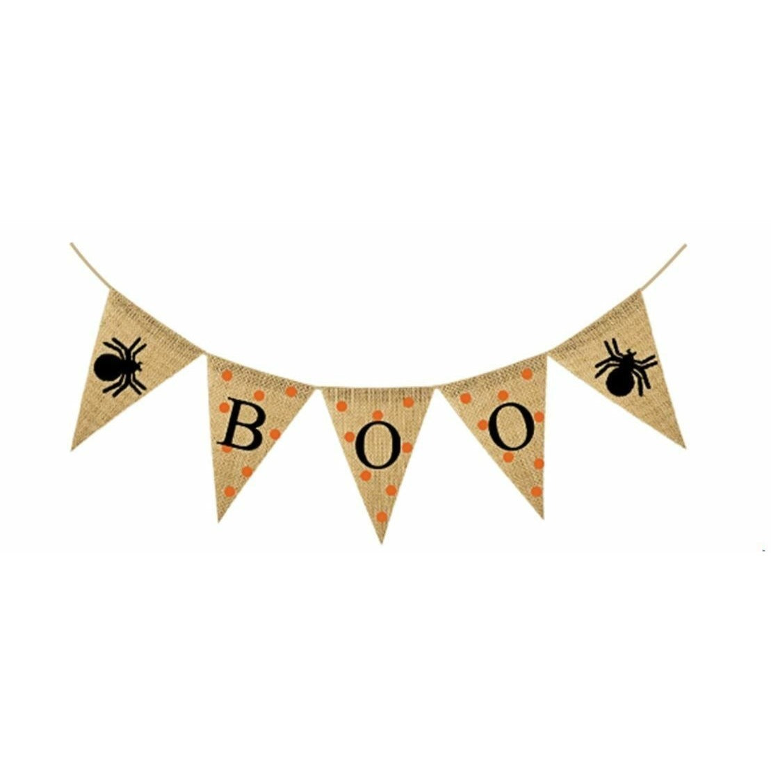 BOO Burlap Garland Banner - Halloween Trick or Treat Trunk o Treat Bunting Decor