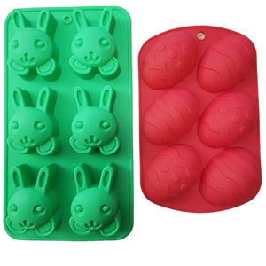 Easter Silicone Molds Rabbit and Egg Shaped Set of 2 Soap Mold DIY Bath Bombs New