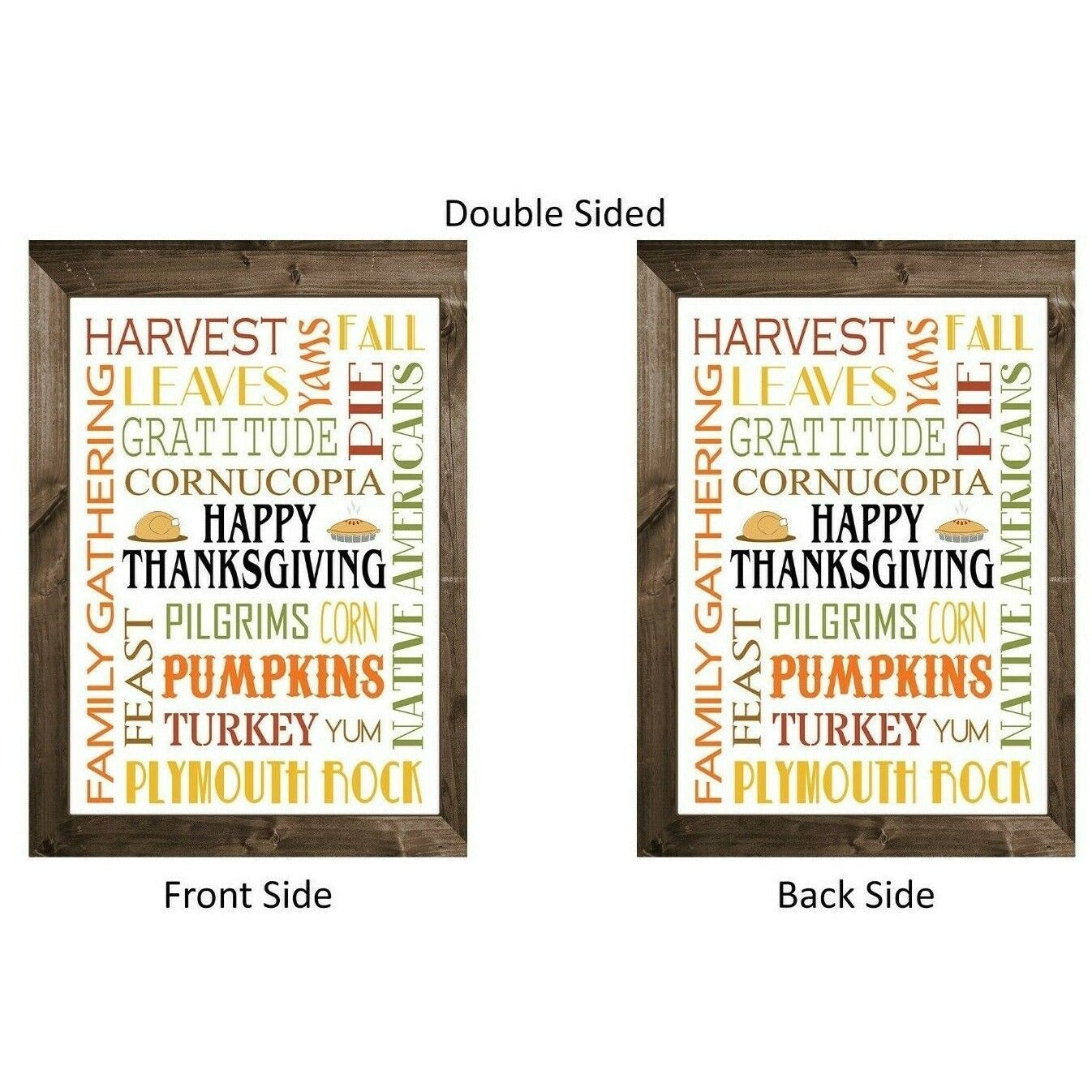 HAPPY THANKSGIVING Double Sided Garden Flag - Holiday Subway Tile Word Art