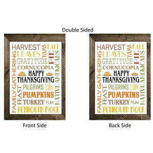 HAPPY THANKSGIVING Double Sided Garden Flag - Holiday Subway Tile Word Art