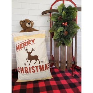 Reindeer Christmas Bag Santa Claus Sack Cotton XMAS Childrens Gift Bags