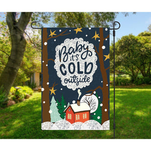 BABY ITS COLD OUTSIDE Double 2 Sided Winter Garden Flag Yard Decoration NEW