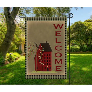 Primitive Country Americana Rustic Welcome Prim Folk Double Sided Garden Flag