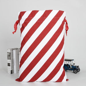 Candy Cane Christmas Bag Santa Claus Sack Cotton XMAS Childrens Gift Bags