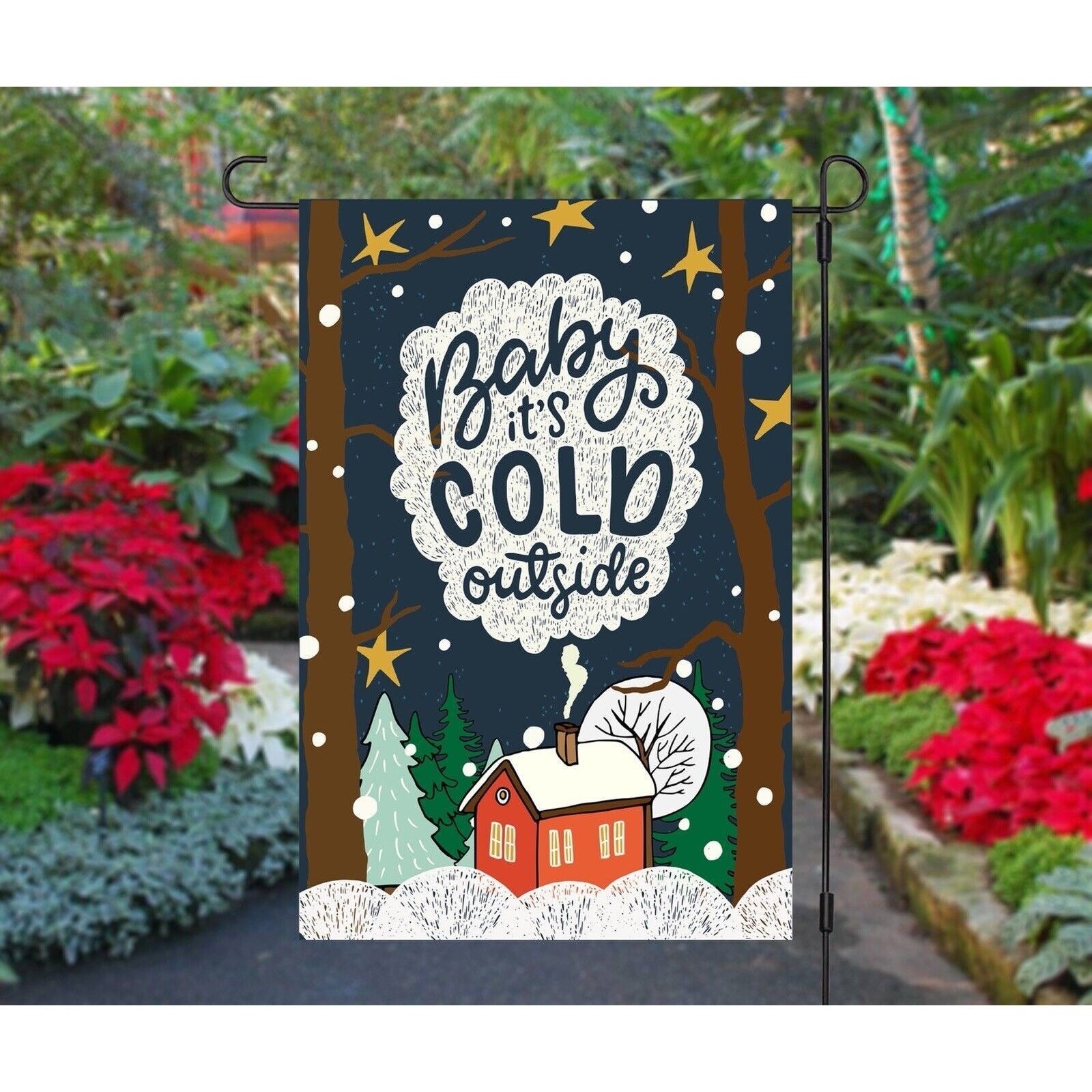 BABY ITS COLD OUTSIDE Double 2 Sided Winter Garden Flag Yard Decoration NEW