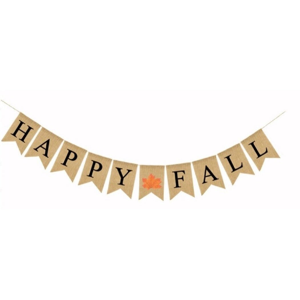 HAPPY FALL Burlap Garland Autumn Banner Party Hanging Decorations Supplies