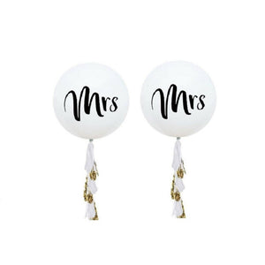 Just Married Banner MRS & MRS Gay Wedding Balloons Jumbo Balloon Tassel Garland