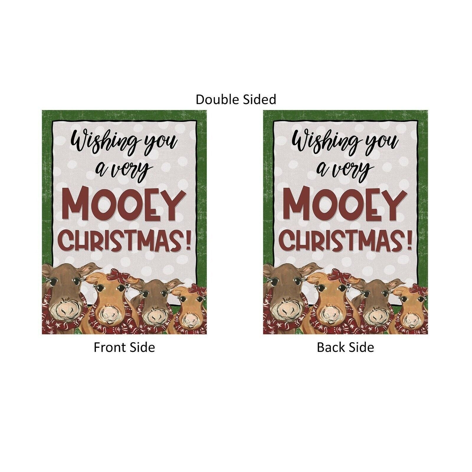 MOOEY CHRISTMAS Garden Flag Cows Double Sided Yard Decor Adorable Cow Gift New