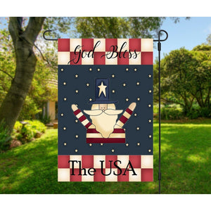 GOD BLESS THE USA Uncle Sam Prim Double Sided Patriotic Garden Flag 4th of July