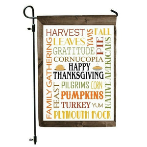 HAPPY THANKSGIVING Double Sided Garden Flag - Holiday Subway Tile Word Art