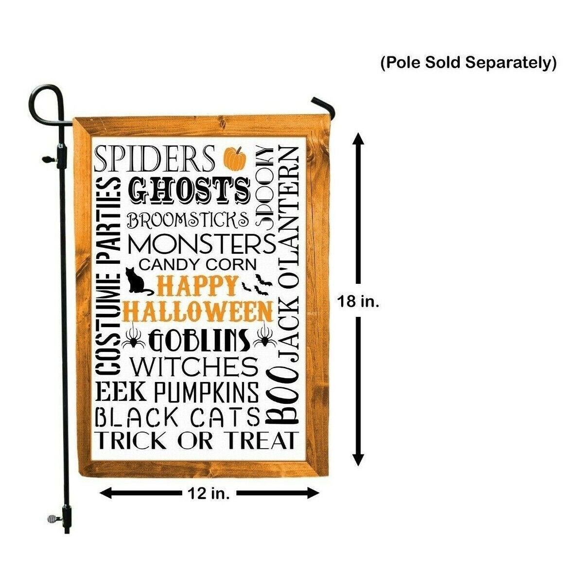 HAPPY HALLOWEEN Double Sided Garden Flag - Holiday Subway Tile Word Art NEW