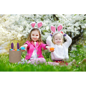 Easter Egg Hunt Basket Bag - Purple Bunny Rabbit Ear Design Reusable Gift Bag