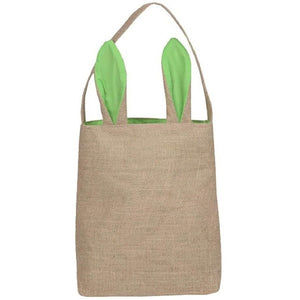 Easter Egg Hunt Basket Bag  Bunny Rabbit Lime Green Ear Design Reusable Book Bag