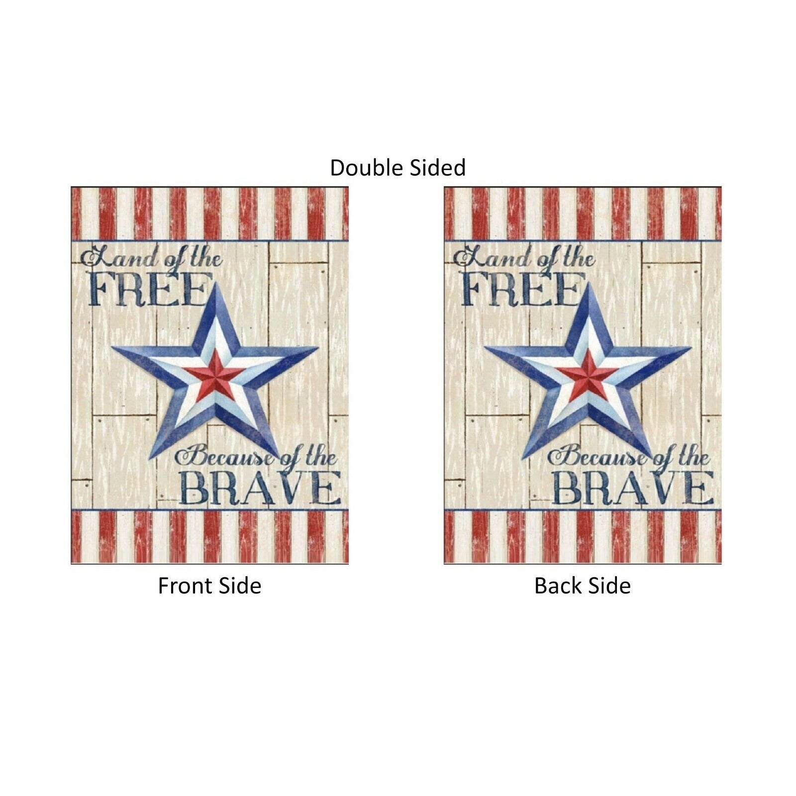 Land of the Free Because of the Brave Garden Flag 4th of July Patriotic Military