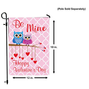 Pink Owl Be Mine Valentines Day Garden Flag Valentine's Day Owls Hearts Love NEW