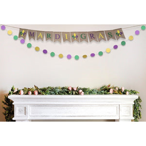 MARDI GRAS Burlap Garland Holiday Banner Circle Hanging Decorations Party Supplies