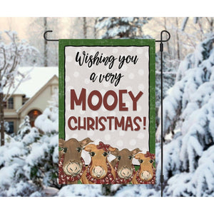 MOOEY CHRISTMAS Garden Flag Cows Double Sided Yard Decor Adorable Cow Gift New