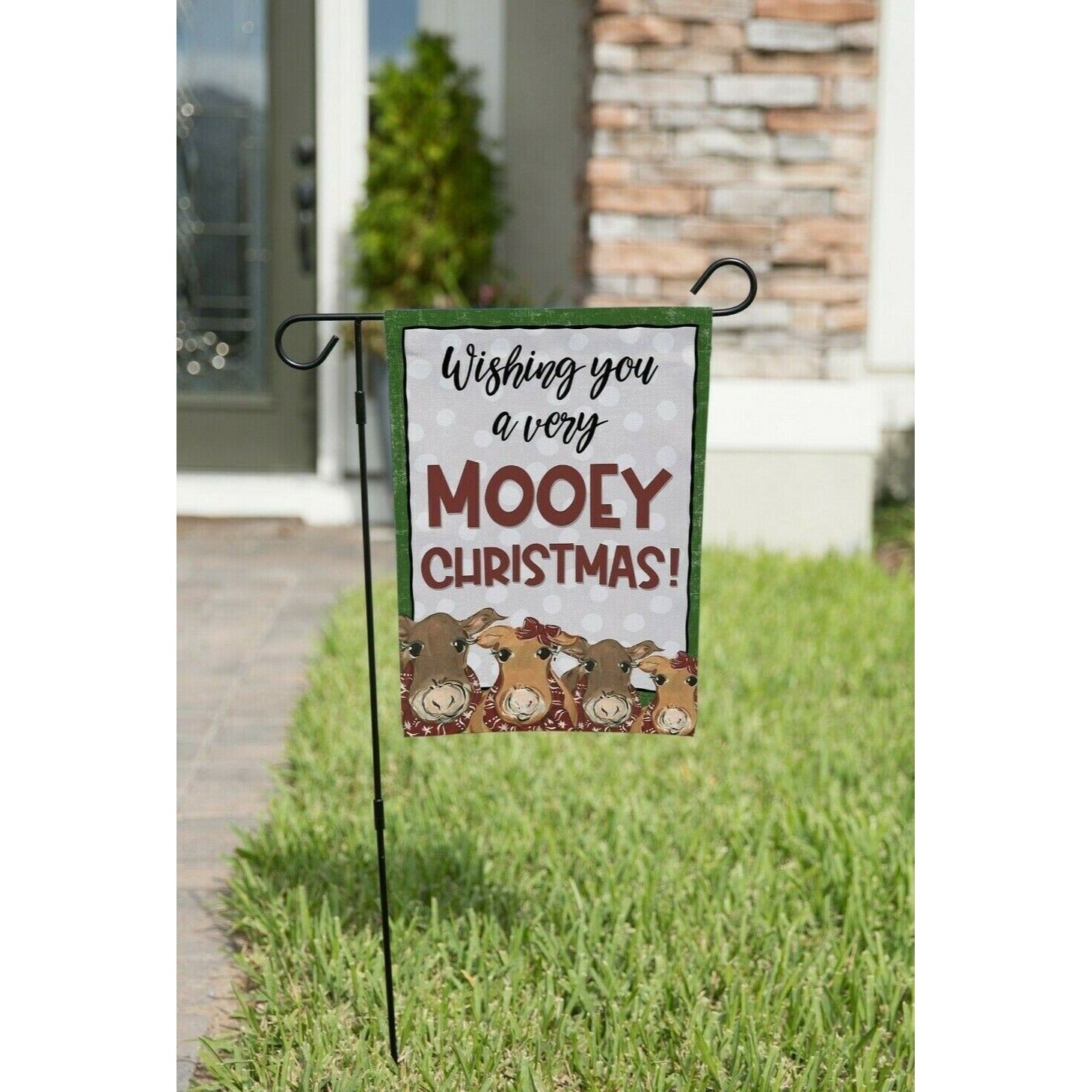 MOOEY CHRISTMAS Garden Flag Cows Double Sided Yard Decor Adorable Cow Gift New