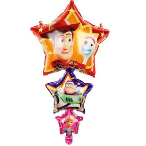 Toy Story Birthday Balloon Set Woody Buzz Rex Party Decoration Balloons with Ribbon