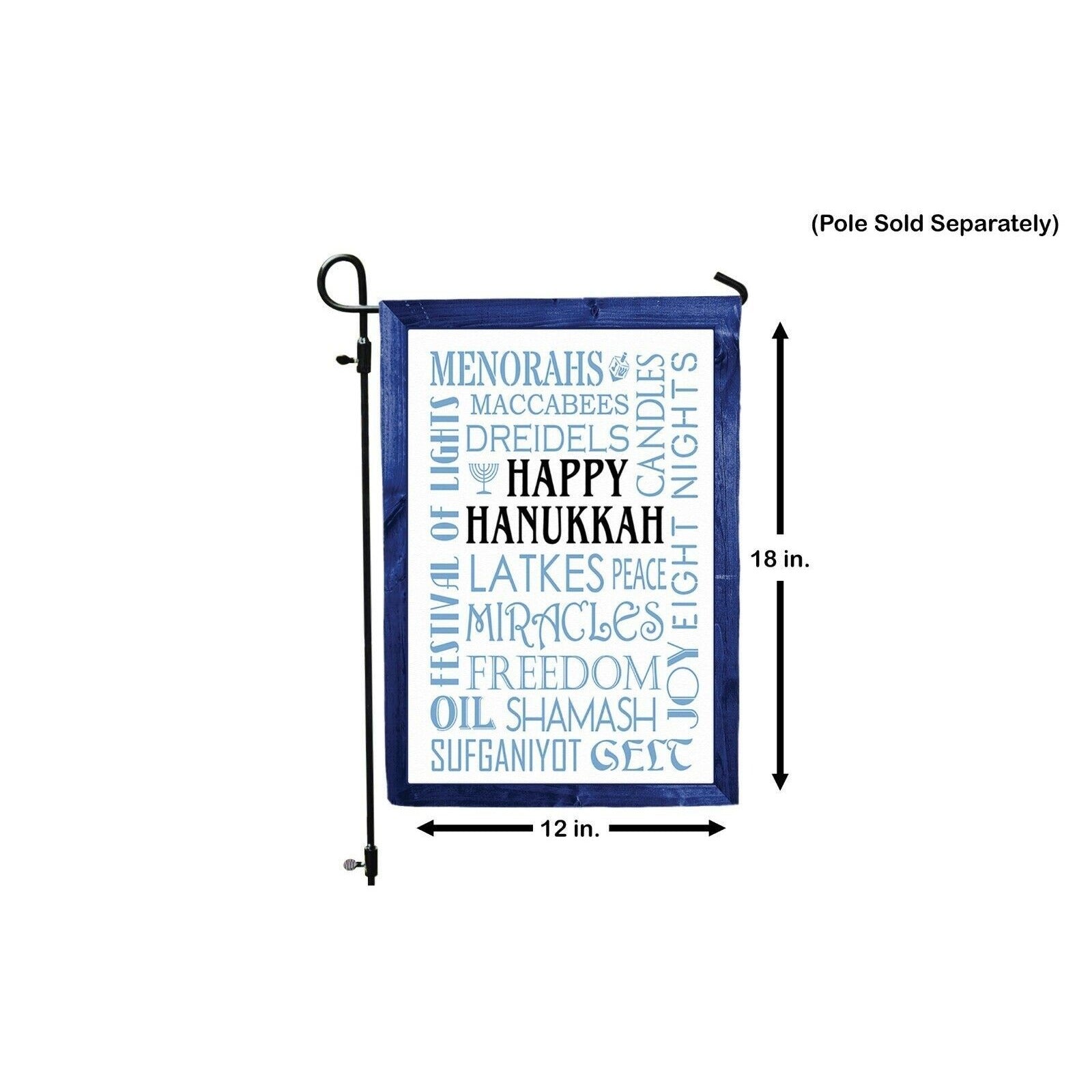 HAPPY HANUKKAH Double Sided Garden Flag Jewish Holiday Subway Tile Word Art