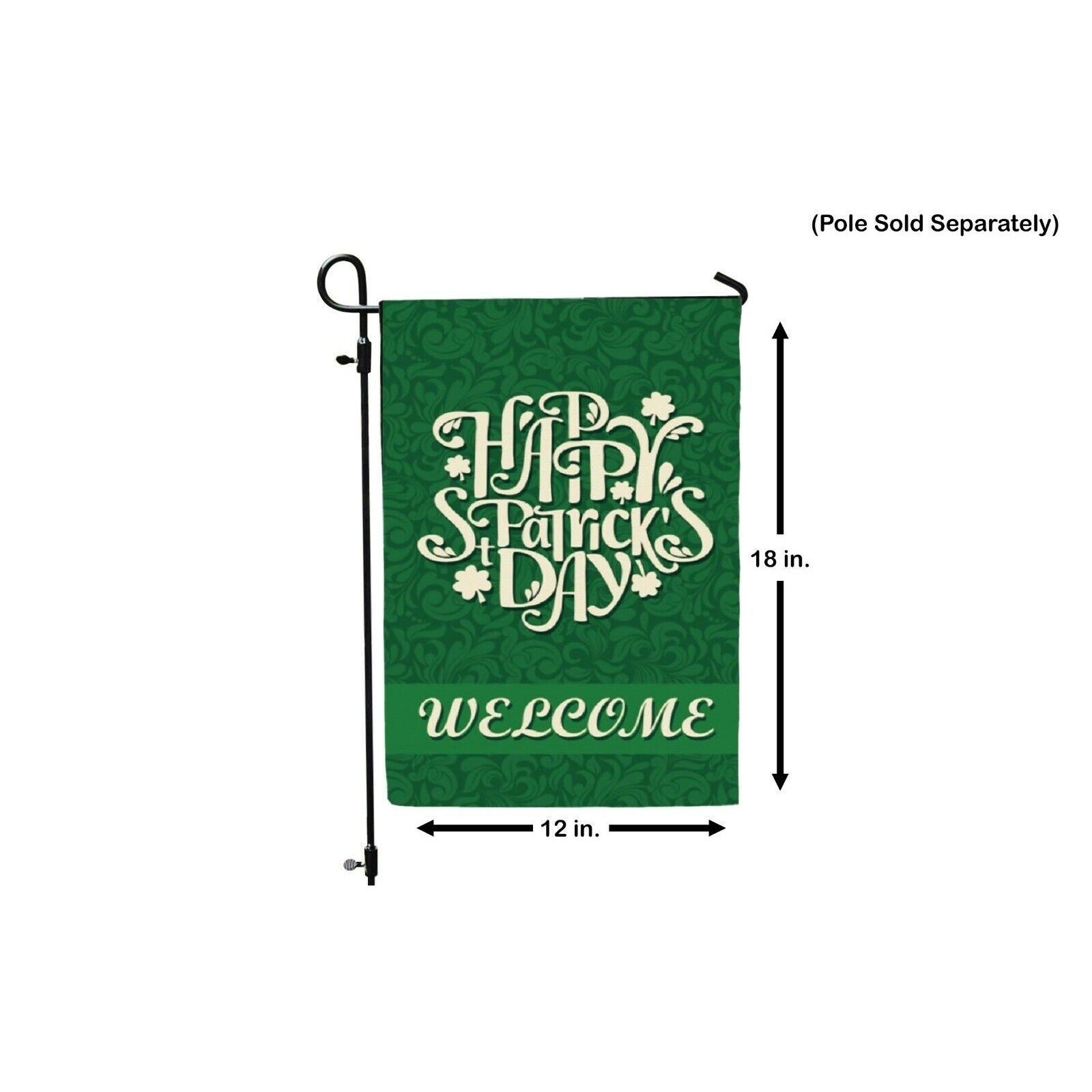 Saint Patricks Garden Flag - St Patrick's Day Yard Decor Green and White Welcome Flags