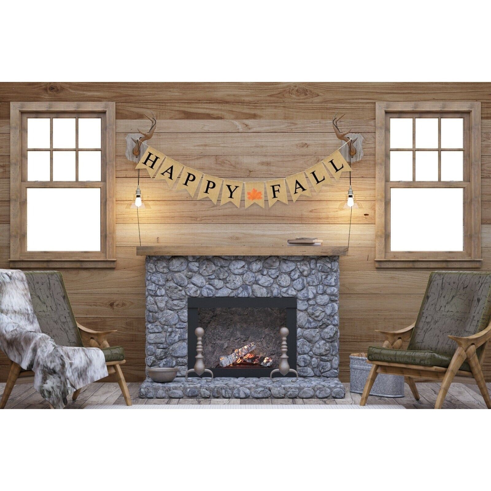 HAPPY FALL Burlap Garland Autumn Banner Party Hanging Decorations Supplies